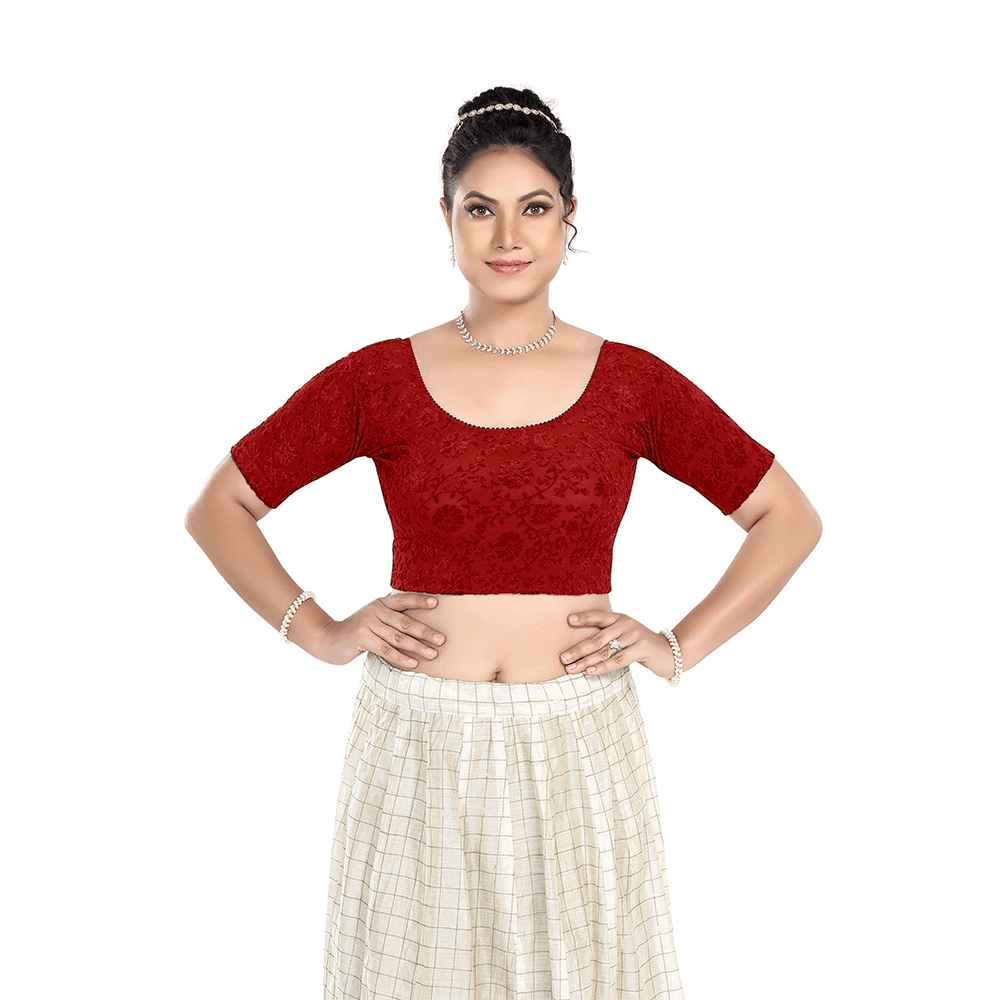 Stay On Trend Latest Fashion Blouses for Women,Round Neck with Elbow Sleeves.7111