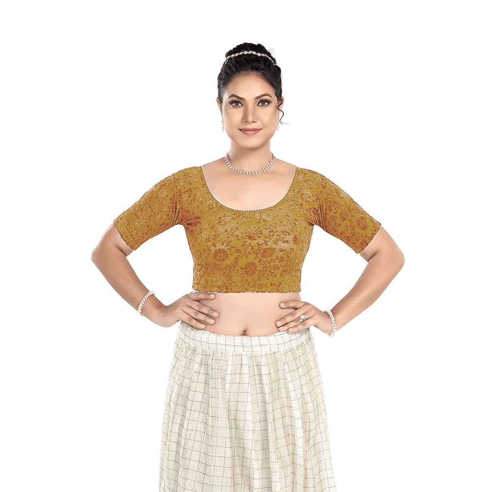 Stay On Trend Latest Fashion Blouses for Women,Round Neck with Elbow Sleeves.7111