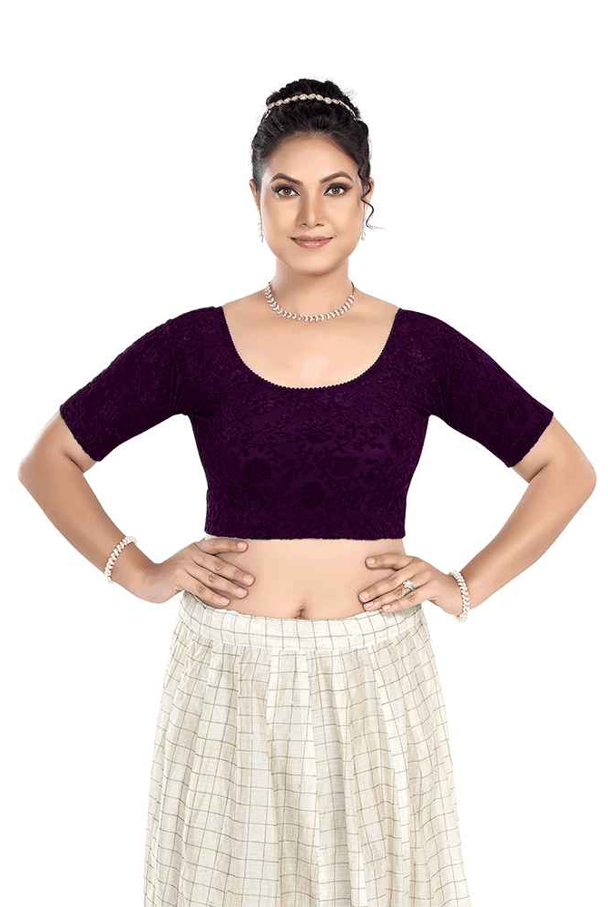 Stay On Trend Latest Fashion Blouses for Women,Round Neck with Elbow Sleeves.7111