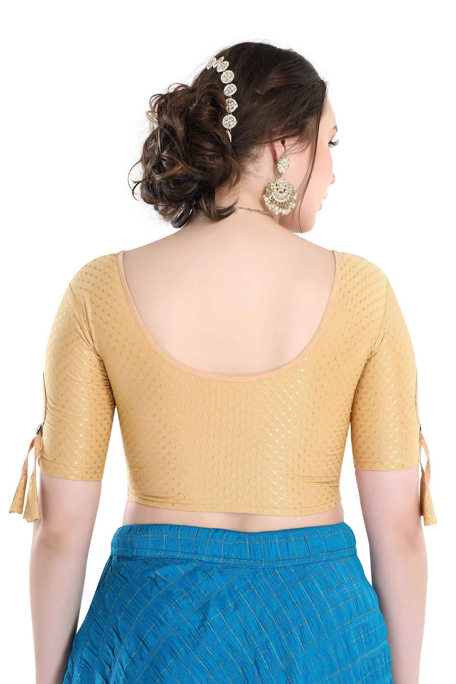 Stay On Trend Finestfit Readymade Latkan Keyhole Cut Blouse for Women, Round Neckline with Cut-Out Sleeves.4515