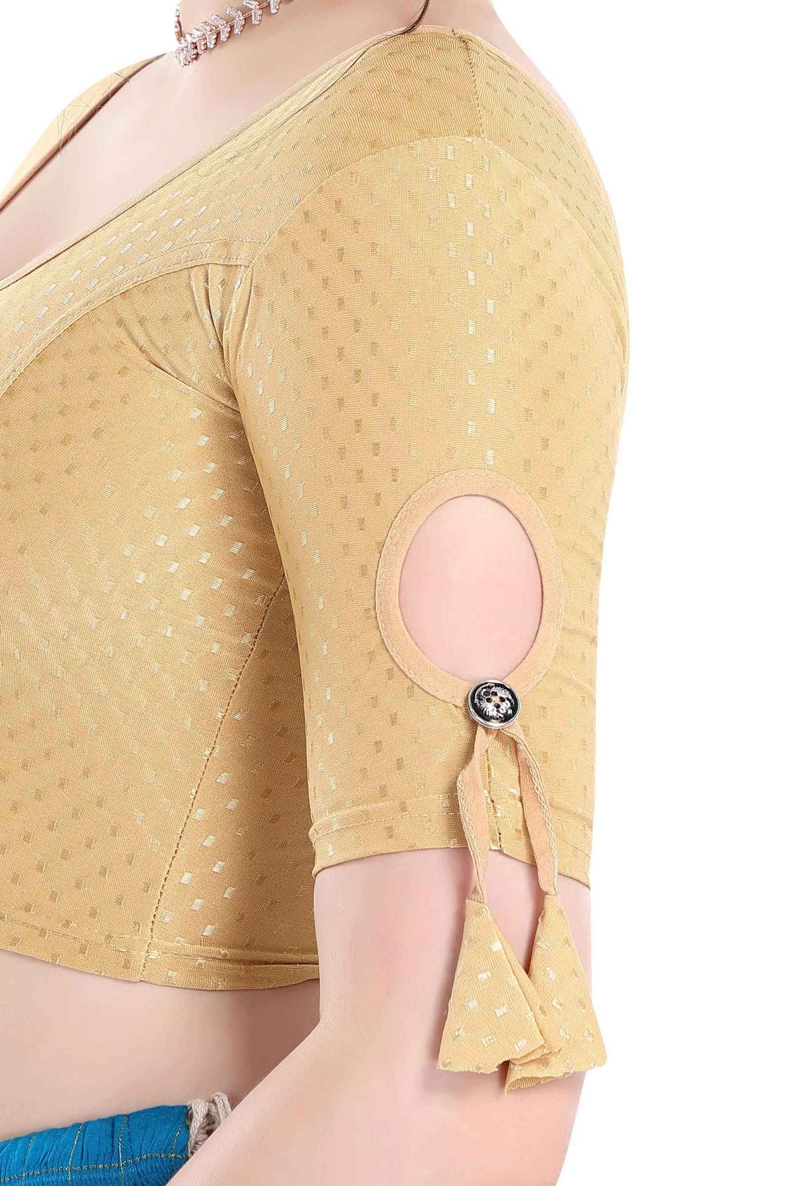 Stay On Trend Finestfit Readymade Latkan Keyhole Cut Blouse for Women, Round Neckline with Cut-Out Sleeves.4515