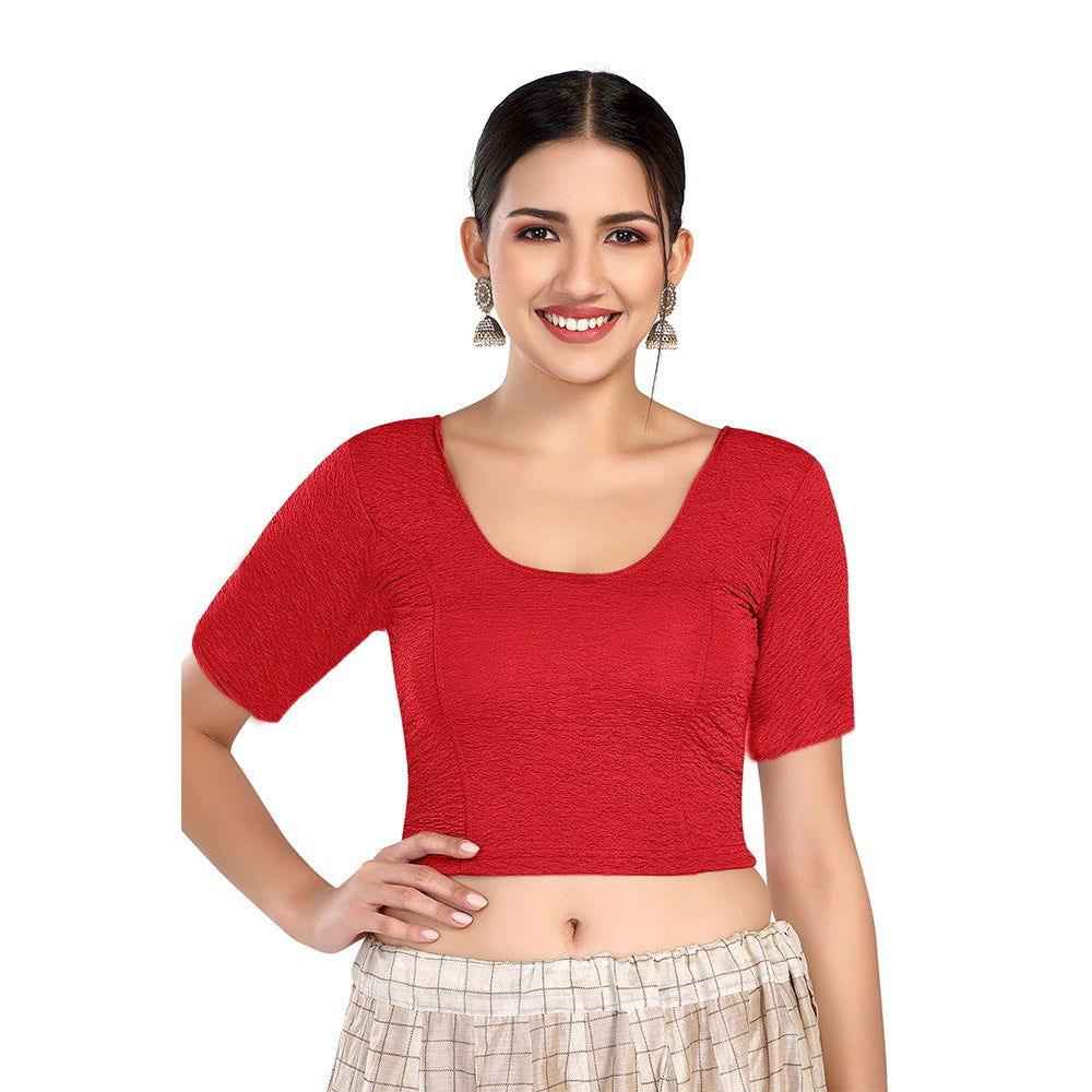 Stay On Trend: Finestfit Readymade Elbow Sleeves Blouse for Women, Round Neckline, Latest Fashion 6960