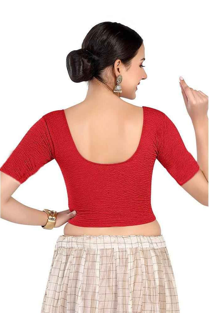 Stay On Trend: Finestfit Readymade Elbow Sleeves Blouse for Women, Round Neckline, Latest Fashion 6960