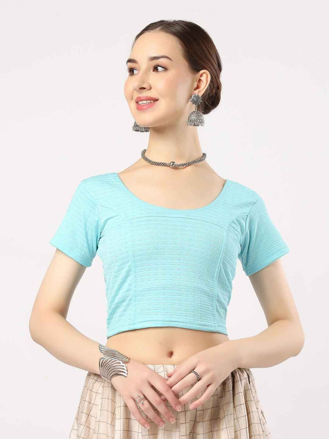 Stay On Trend with Finestfit Readymade Cap Sleeves Blouse for Women, Round Neckline 1502