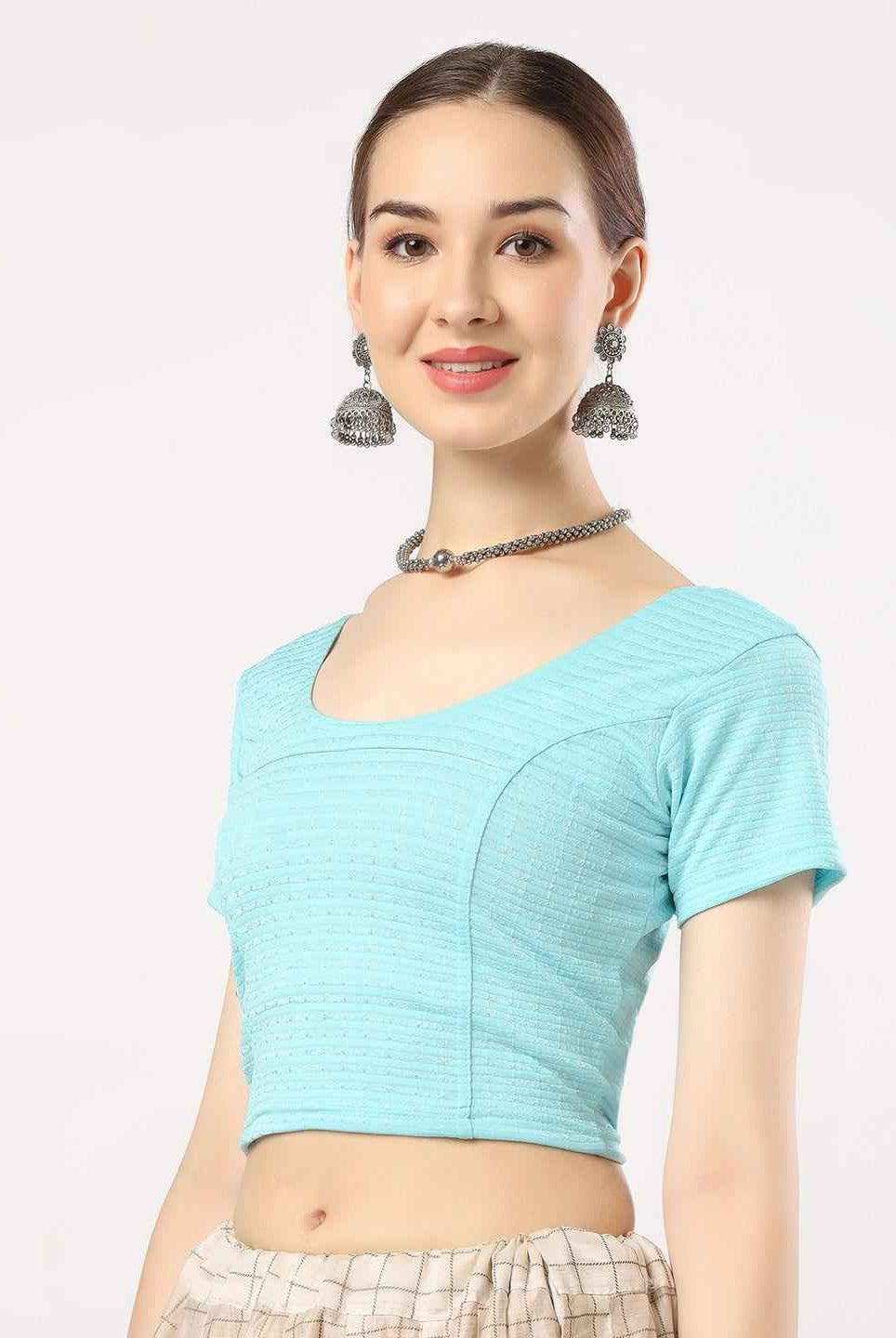 Stay On Trend with Finestfit Readymade Cap Sleeves Blouse for Women, Round Neckline 1502