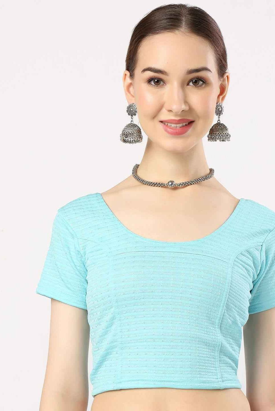 Stay On Trend with Finestfit Readymade Cap Sleeves Blouse for Women, Round Neckline 1502