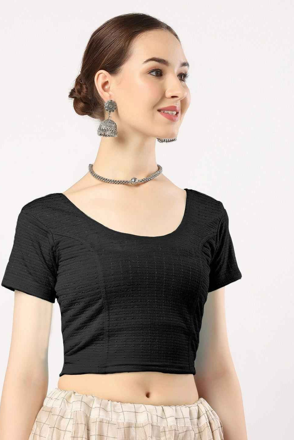 Stay On Trend with Finestfit Readymade Cap Sleeves Blouse for Women, Round Neckline 1502
