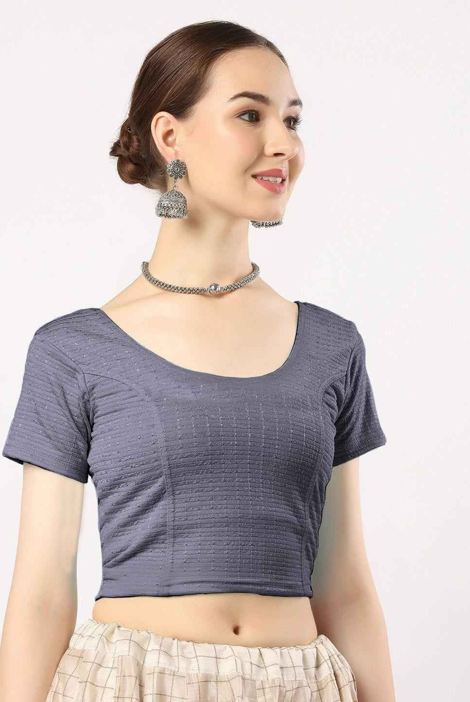 Stay On Trend with Finestfit Readymade Cap Sleeves Blouse for Women, Round Neckline 1502