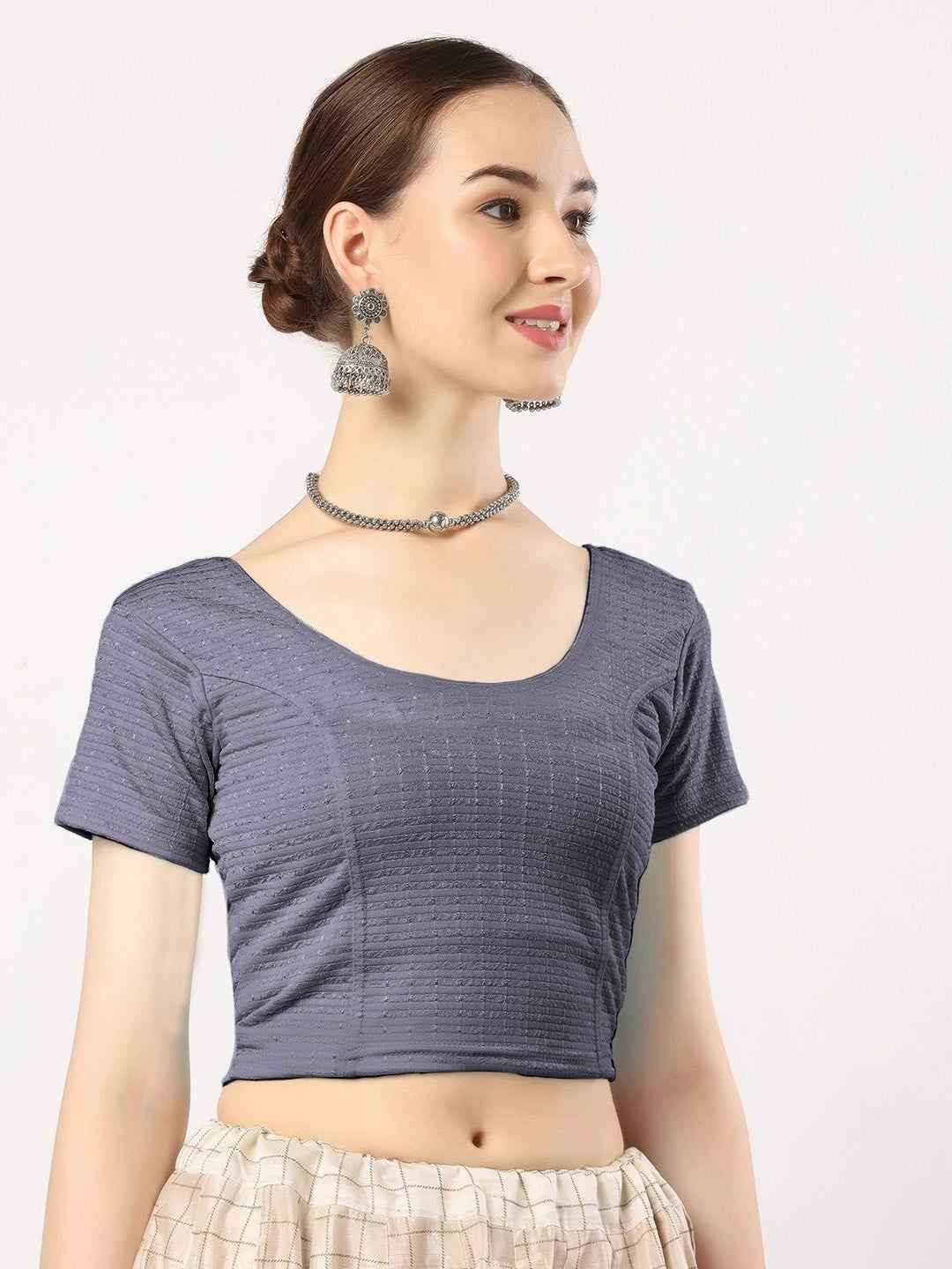 Stay On Trend with Finestfit Readymade Cap Sleeves Blouse for Women, Round Neckline 1502