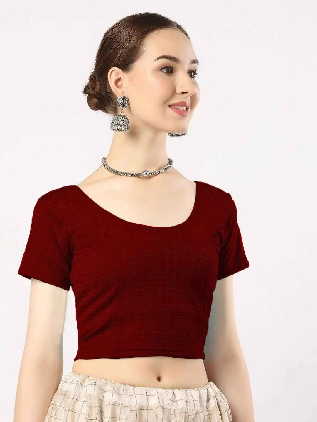 Stay On Trend with Finestfit Readymade Cap Sleeves Blouse for Women, Round Neckline 1502