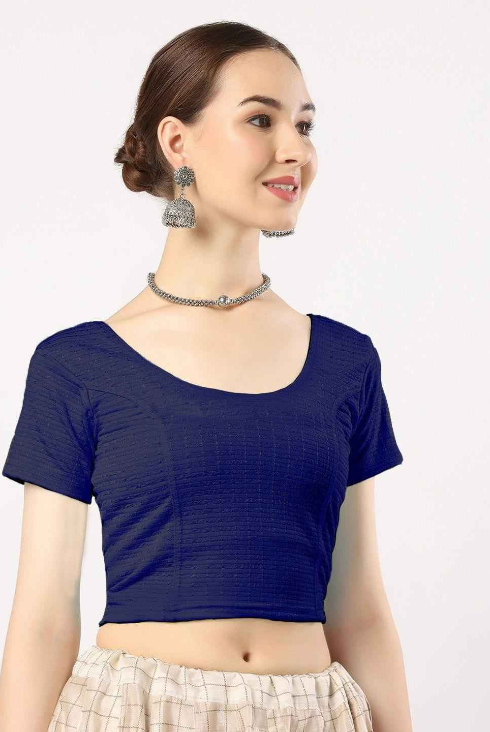 Stay On Trend with Finestfit Readymade Cap Sleeves Blouse for Women, Round Neckline 1502