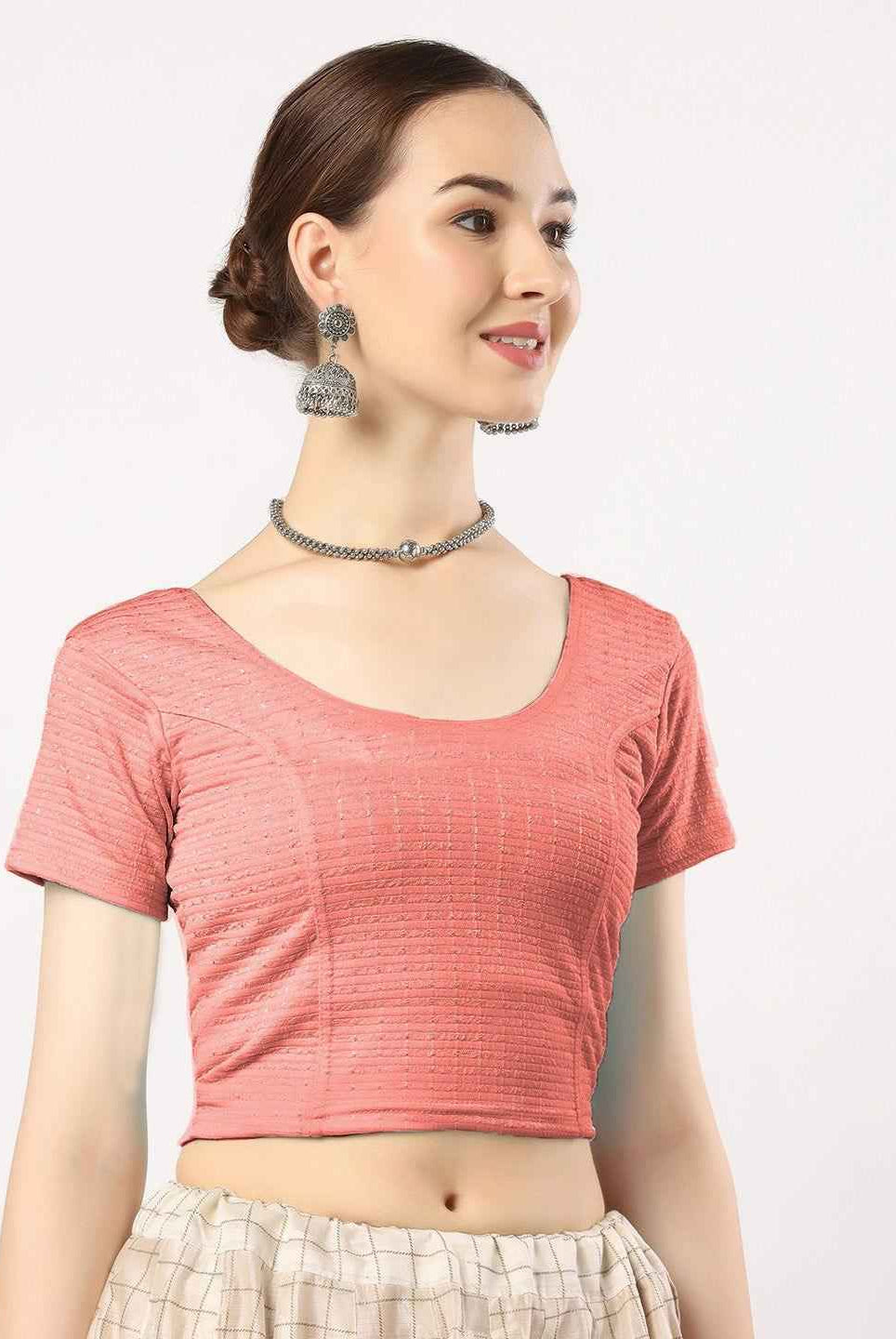 Stay On Trend with Finestfit Readymade Cap Sleeves Blouse for Women, Round Neckline 1502