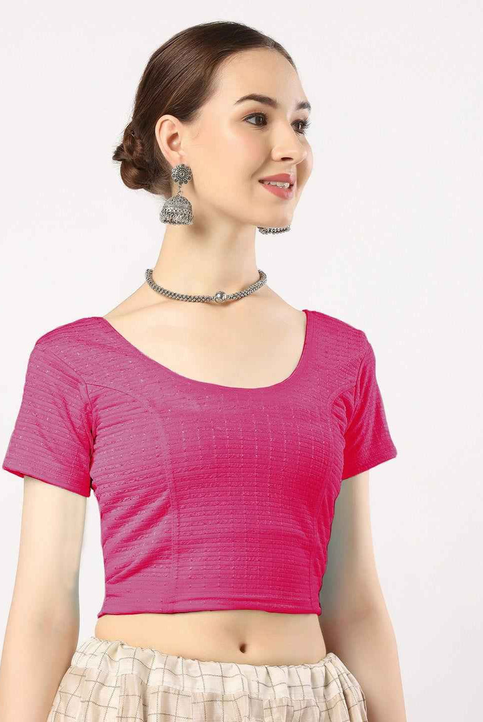 Stay On Trend with Finestfit Readymade Cap Sleeves Blouse for Women, Round Neckline 1502
