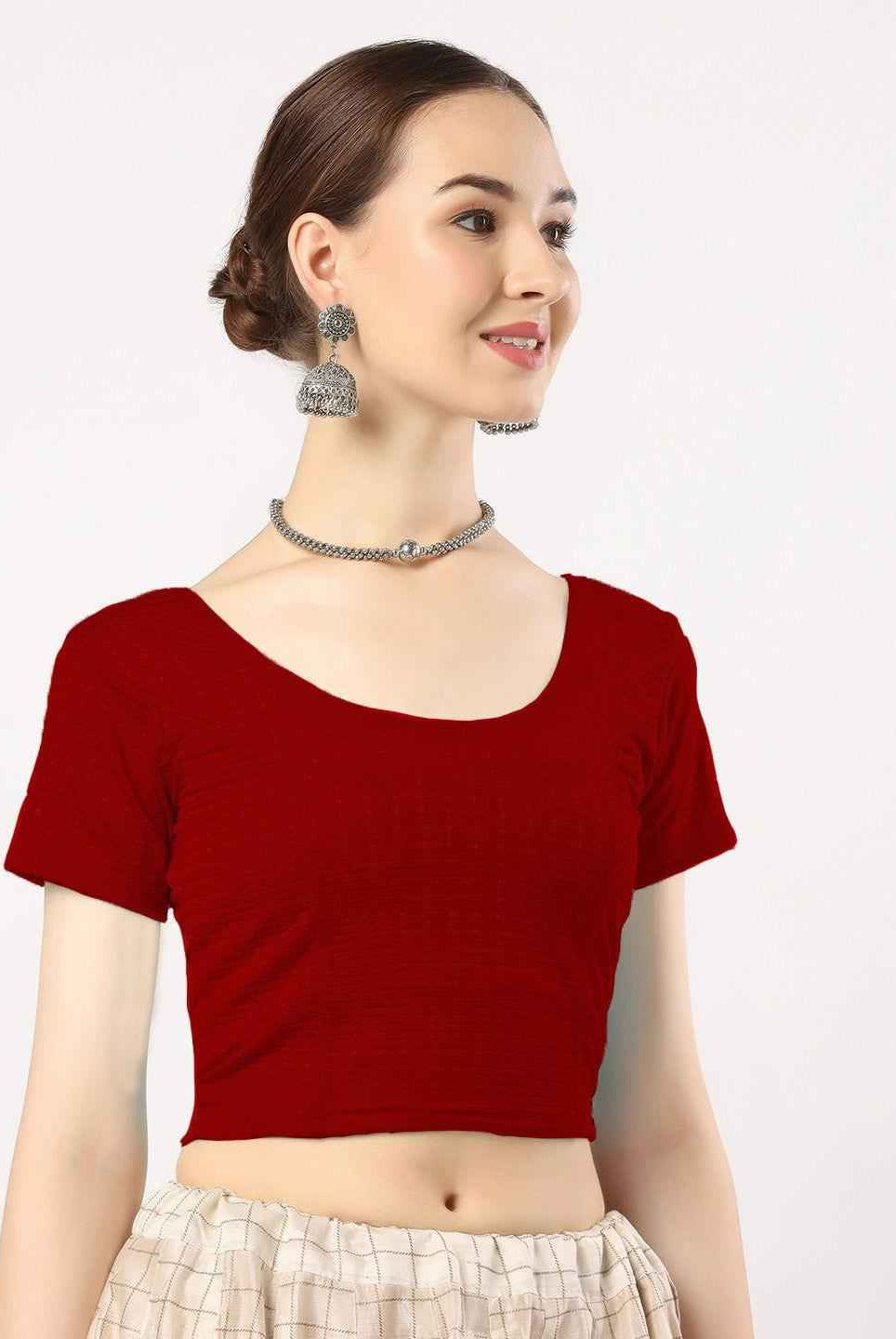 Stay On Trend with Finestfit Readymade Cap Sleeves Blouse for Women, Round Neckline 1502