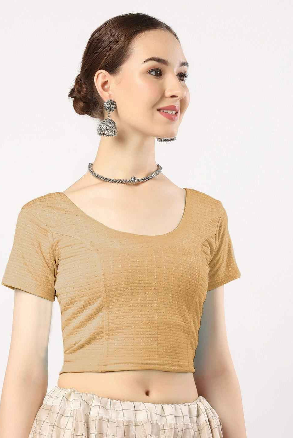 Stay On Trend with Finestfit Readymade Cap Sleeves Blouse for Women, Round Neckline 1502