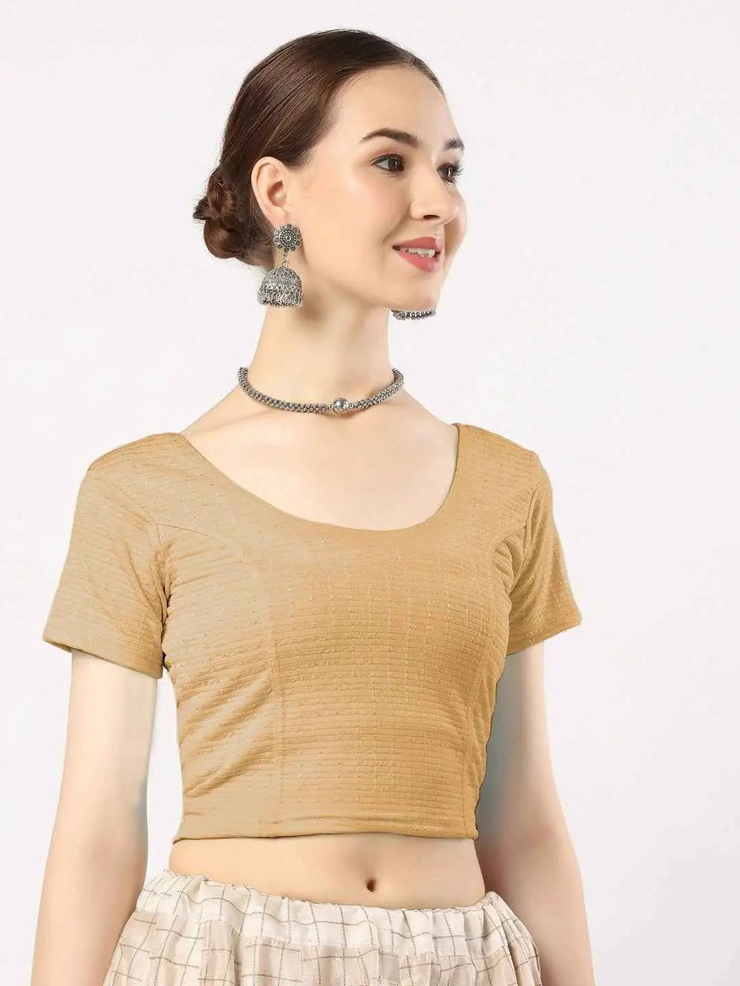 Stay On Trend with Finestfit Readymade Cap Sleeves Blouse for Women, Round Neckline 1502