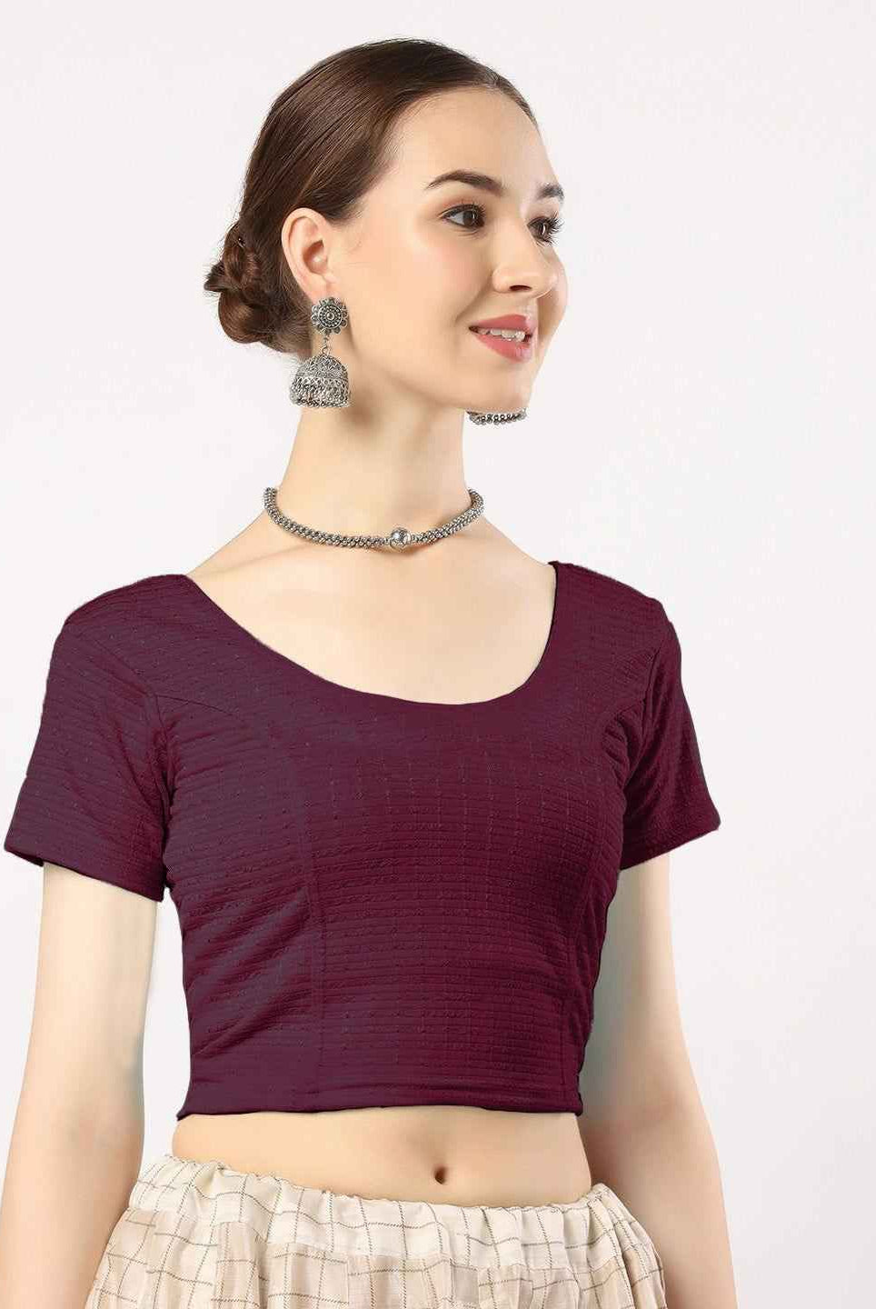 Stay On Trend with Finestfit Readymade Cap Sleeves Blouse for Women, Round Neckline 1502