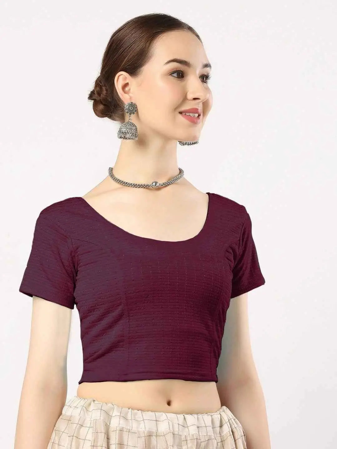 Stay On Trend with Finestfit Readymade Cap Sleeves Blouse for Women, Round Neckline 1502