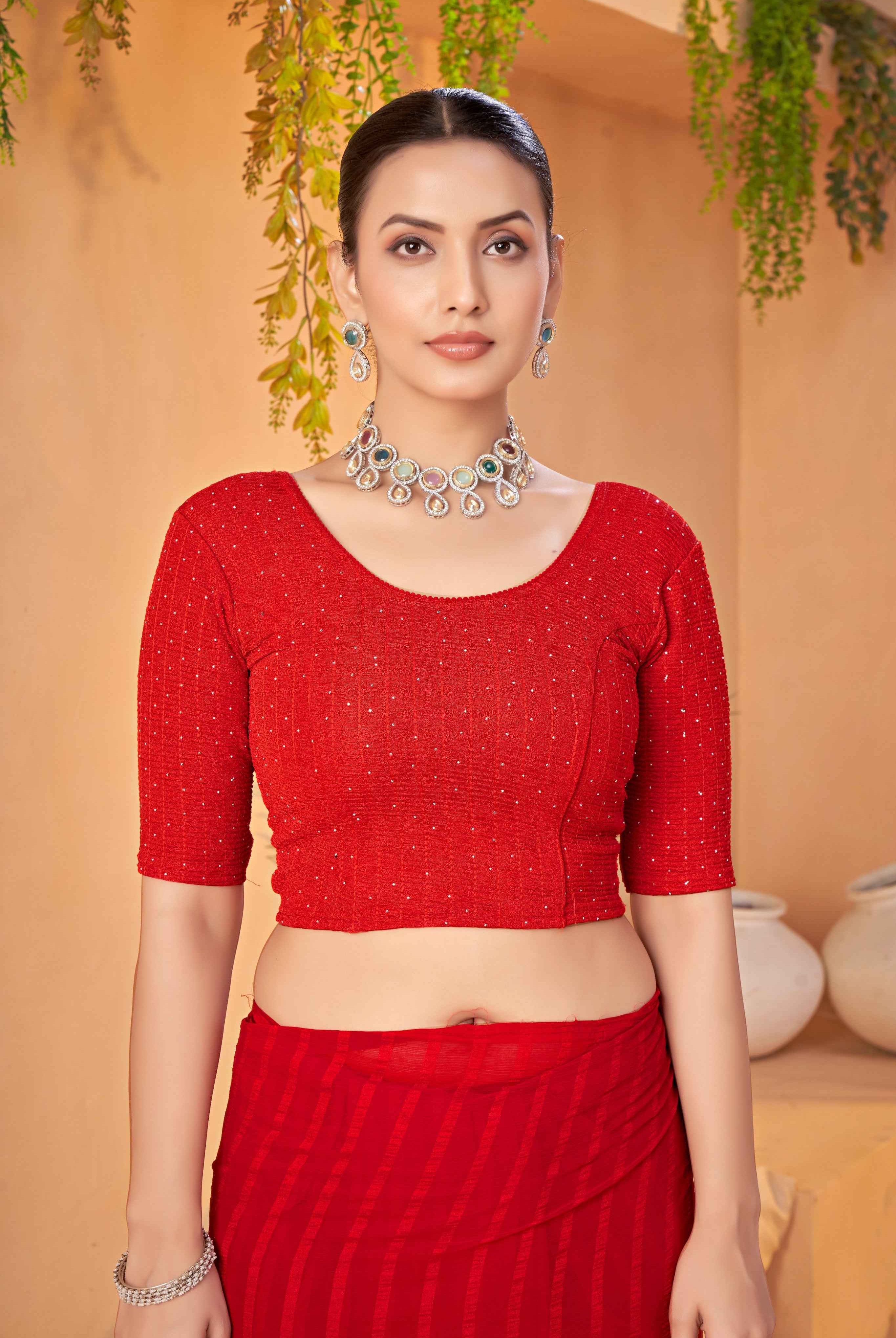 Stay On Trend with the Finestfit Readymade ,Round Neckline Elbow Sleeve Swarvosk All Over.320