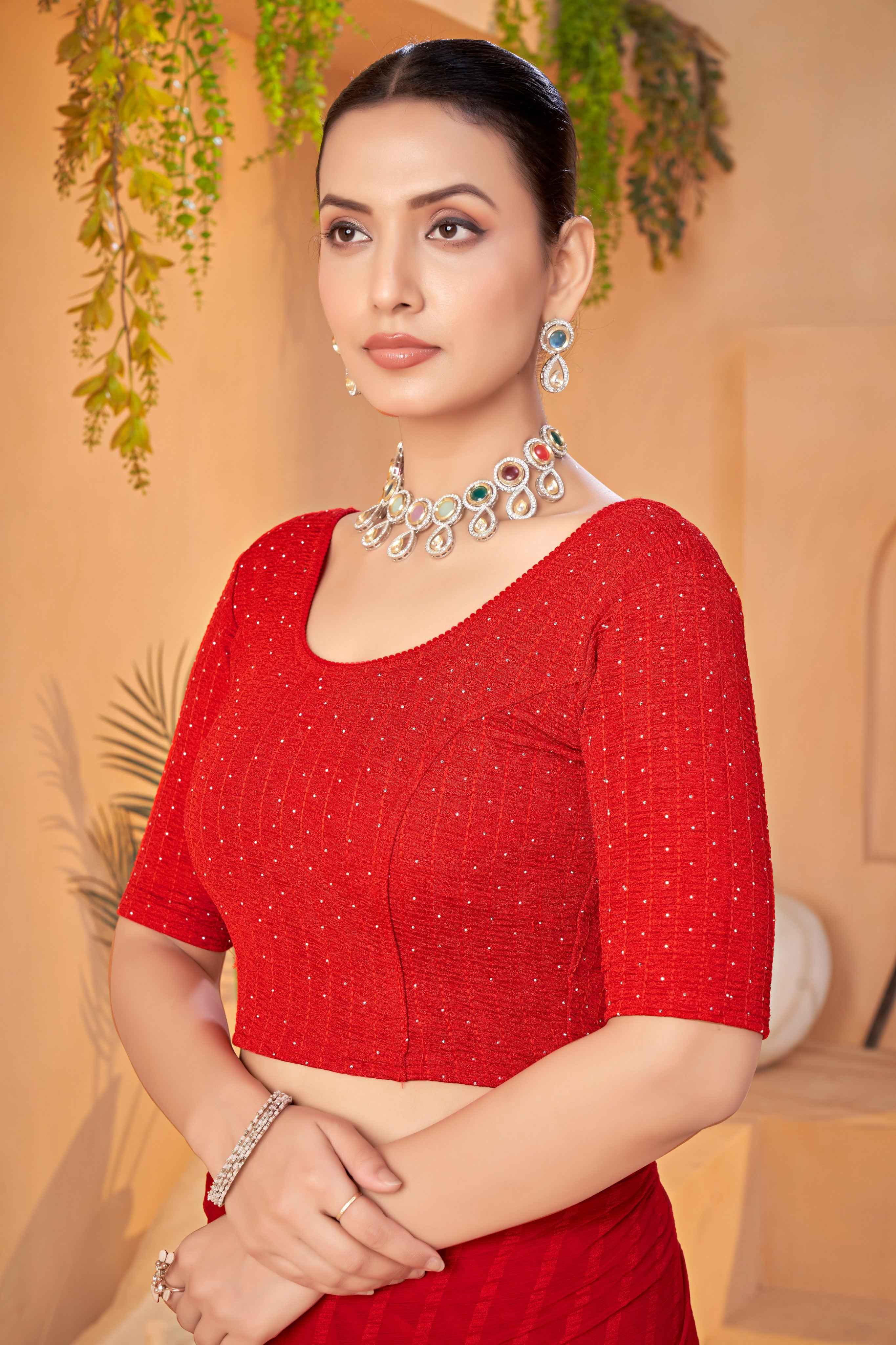 Stay On Trend with the Finestfit Readymade ,Round Neckline Elbow Sleeve Swarvosk All Over.320