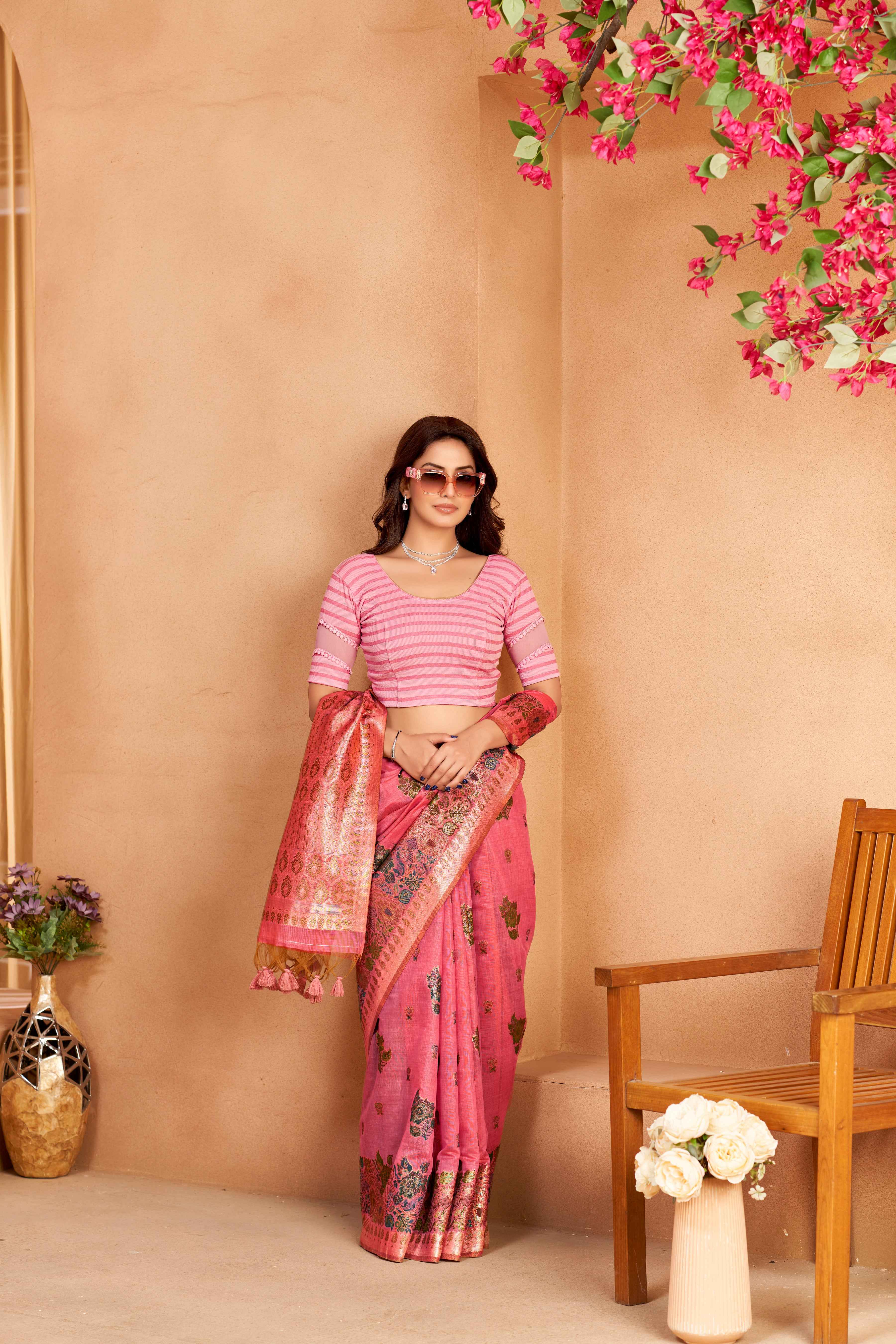 Stay On Trend: Latest Fashion Readymade Blouses for Women,round neckline,georgette band sleeves adorned with hand dyed crochet style lace.41010