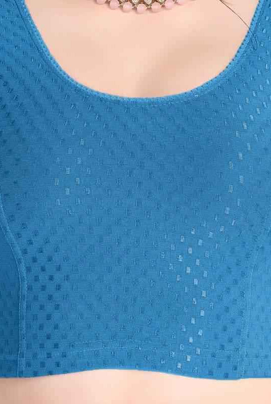 FINESTFIT Readymade Organza Balloon Sleeves Blouse for Women - 100% Cotton Dobby, Round Neckline, Latest Fashion 4520