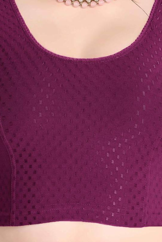 FINESTFIT Stay On Trend Latest Fashion 100% Cotton Dobby Readymade Blouses for Women,Round Neckline with Organza Balloon Sleeves.4520