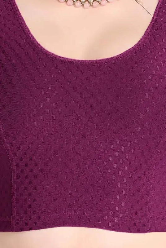 FINESTFIT Stay On Trend Latest Fashion 100% Cotton Dobby Readymade Blouses for Women,Round Neckline with Organza Balloon Sleeves.4520