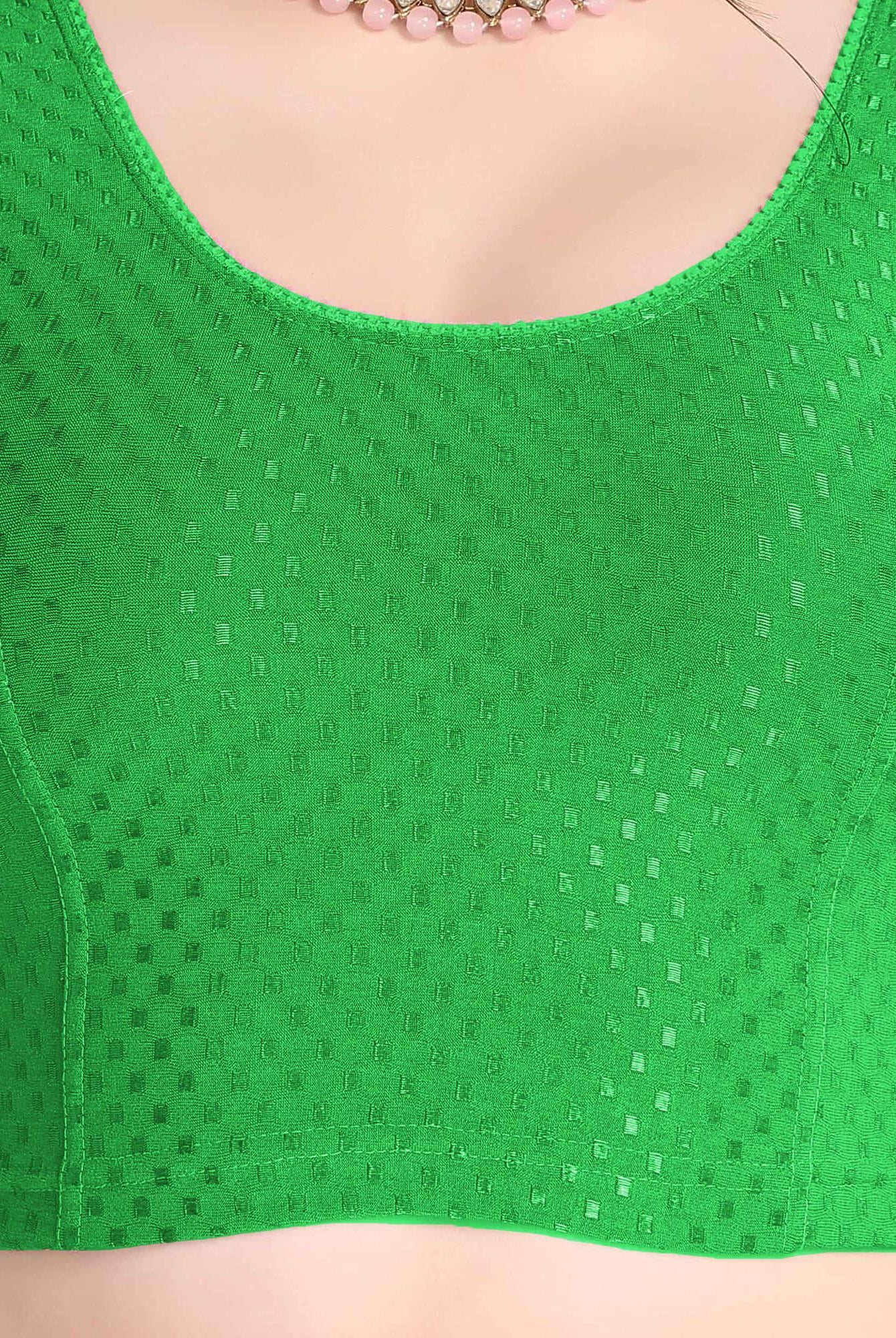 FINESTFIT Stay On Trend Latest Fashion 100% Cotton Dobby Readymade Blouses for Women,Round Neckline with Organza Balloon Sleeves.4520