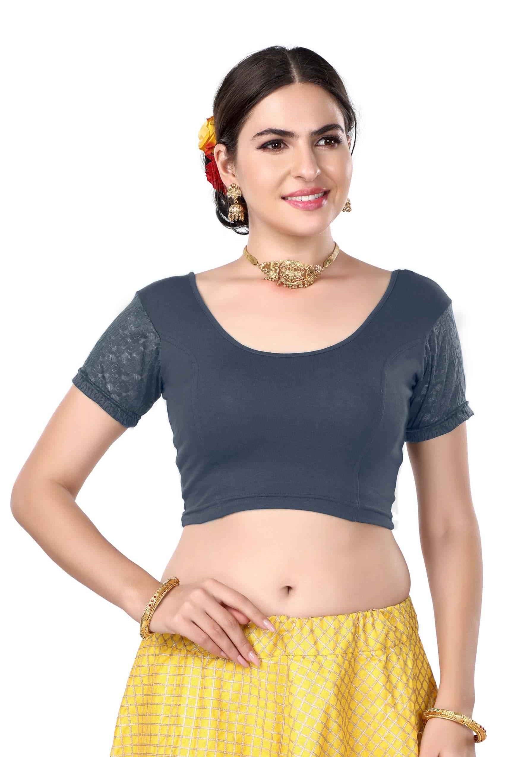 FINESTFIT Cotton Lycra Stretchable Blouse for Women - Readymade Saree Blouse 1010
