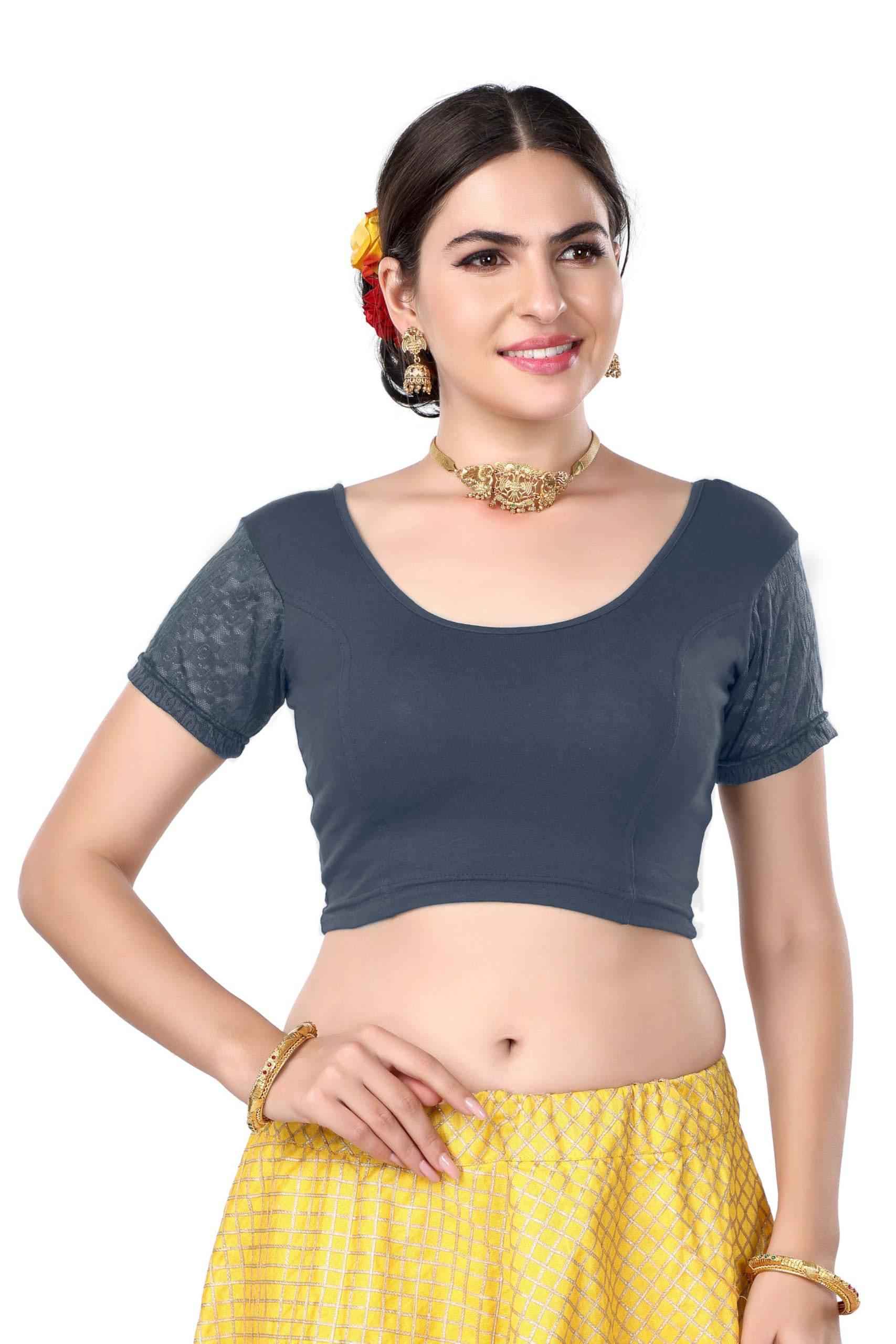 FINESTFIT Cotton Lycra Stretchable Blouse for Women - Readymade Saree Blouse 1010