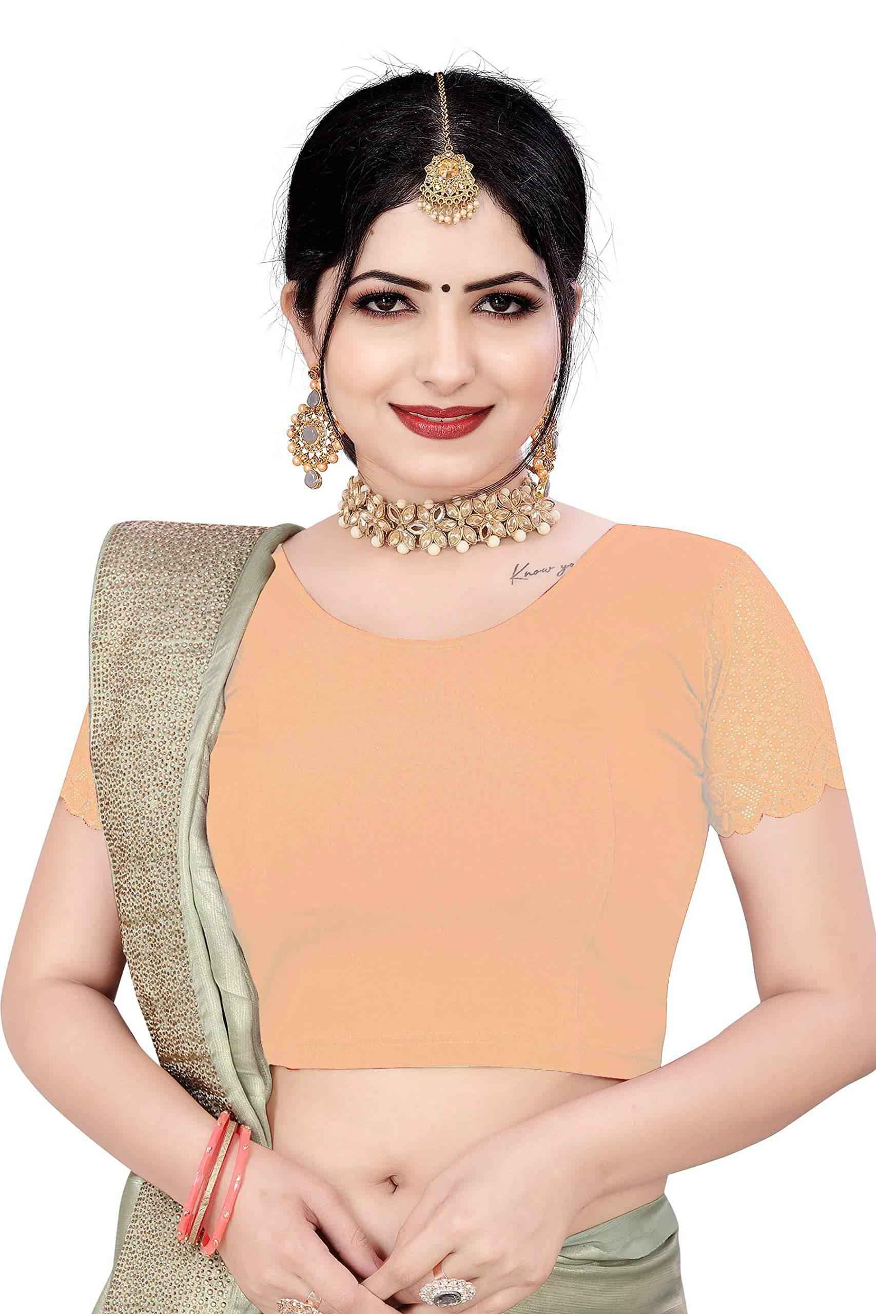 FINESTFIT Cotton Lycra Stretchable Blouse for Women - Readymade Saree Blouse 1010