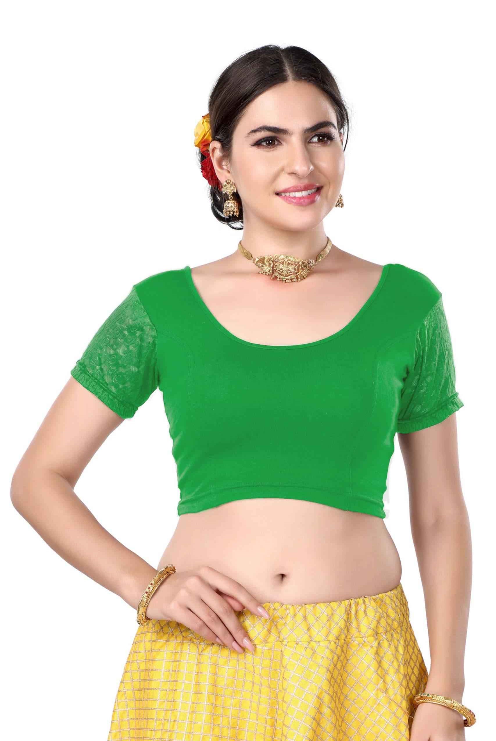 FINESTFIT Cotton Lycra Stretchable Blouse for Women - Readymade Saree Blouse 1010