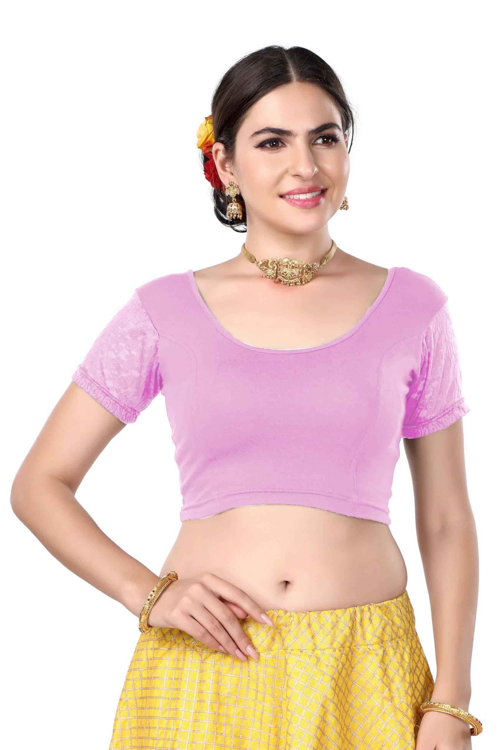 FINESTFIT Cotton Lycra Stretchable Blouse for Women - Readymade Saree Blouse 1010