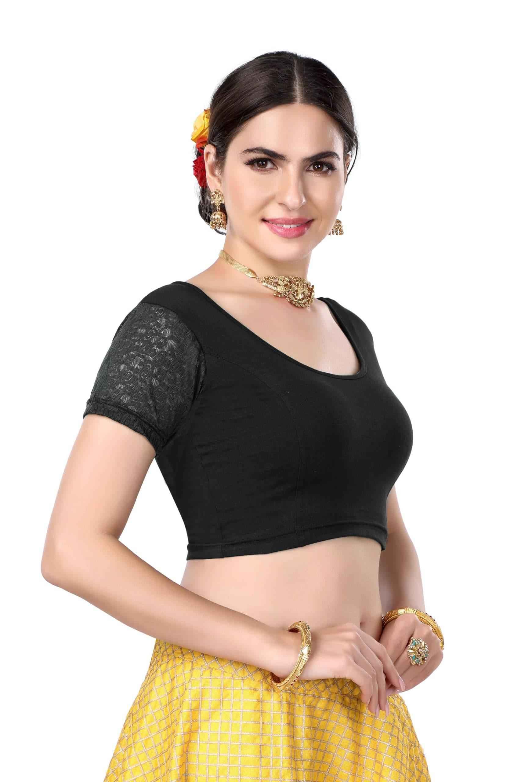 FINESTFIT Cotton Lycra Stretchable Blouse for Women - Readymade Saree Blouse 1010