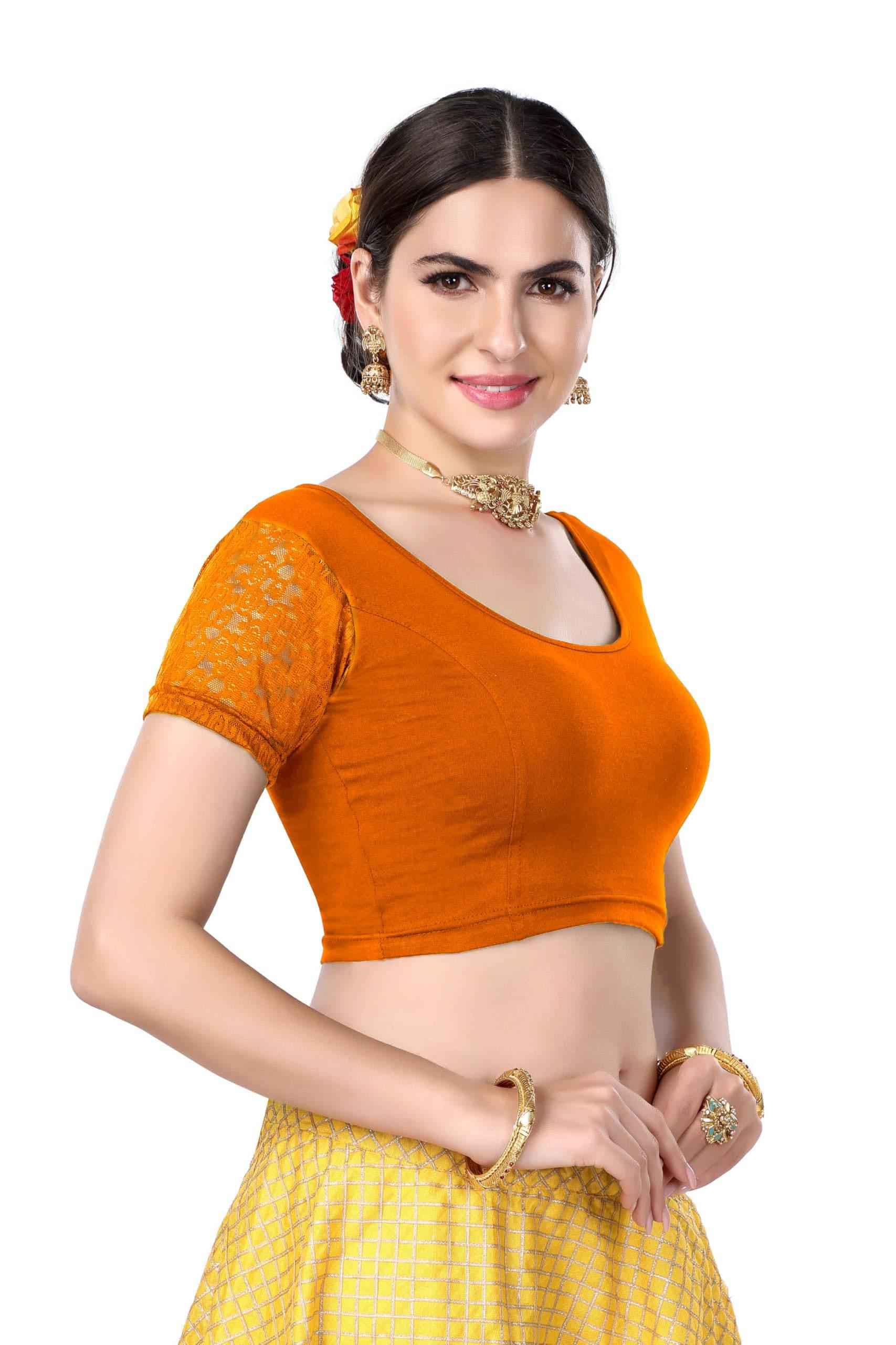 FINESTFIT Cotton Lycra Stretchable Blouse for Women - Readymade Saree Blouse 1010