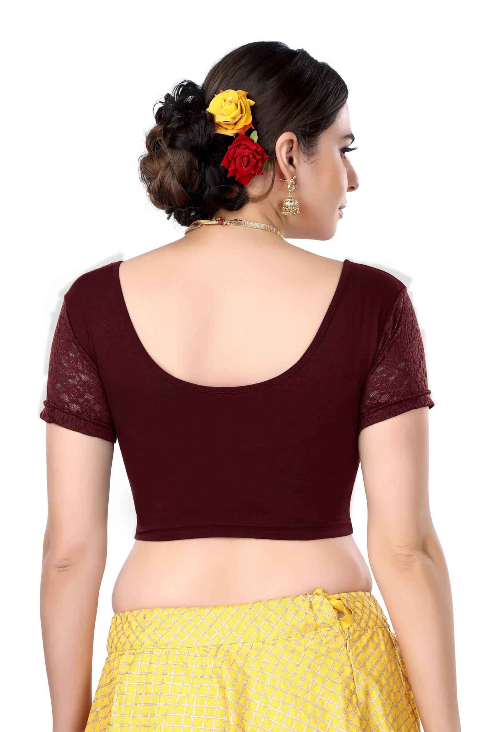 FINESTFIT Cotton Lycra Stretchable Blouse for Women - Readymade Saree Blouse 1010