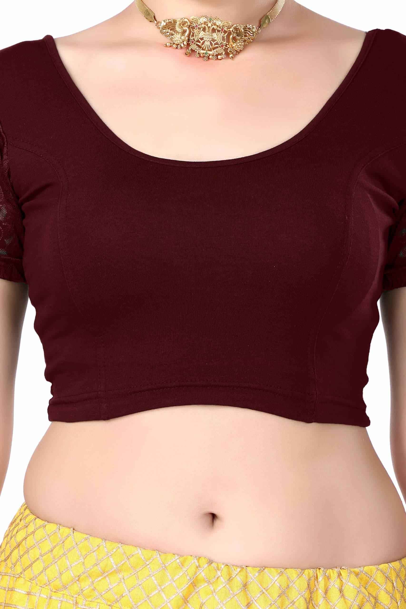 FINESTFIT Cotton Lycra Stretchable Blouse for Women - Readymade Saree Blouse 1010