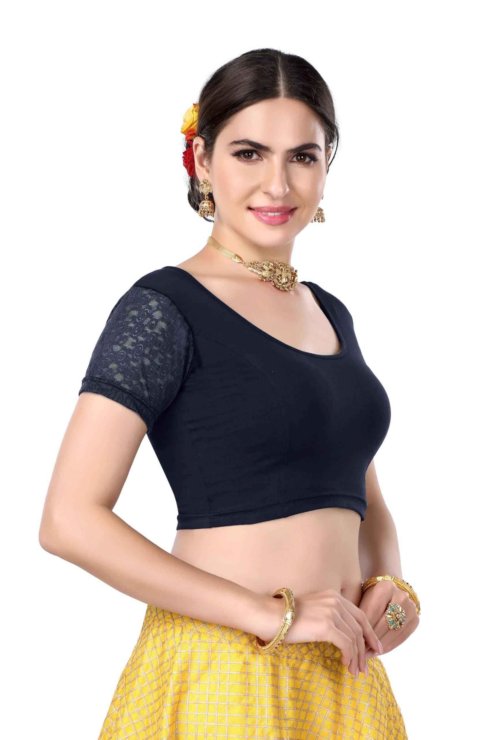 FINESTFIT Cotton Lycra Stretchable Blouse for Women - Readymade Saree Blouse 1010