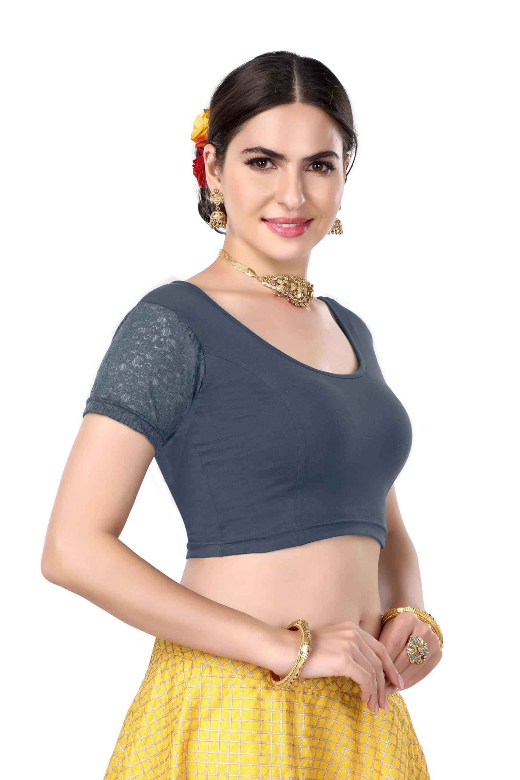 FINESTFIT Cotton Lycra Stretchable Blouse for Women - Readymade Saree Blouse 1010