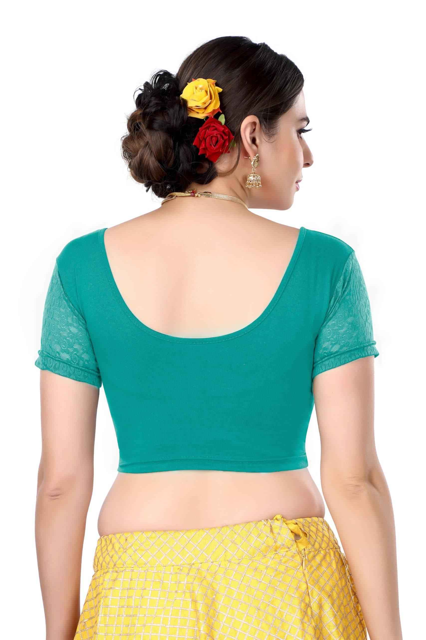 FINESTFIT Cotton Lycra Stretchable Blouse for Women - Readymade Saree Blouse 1010