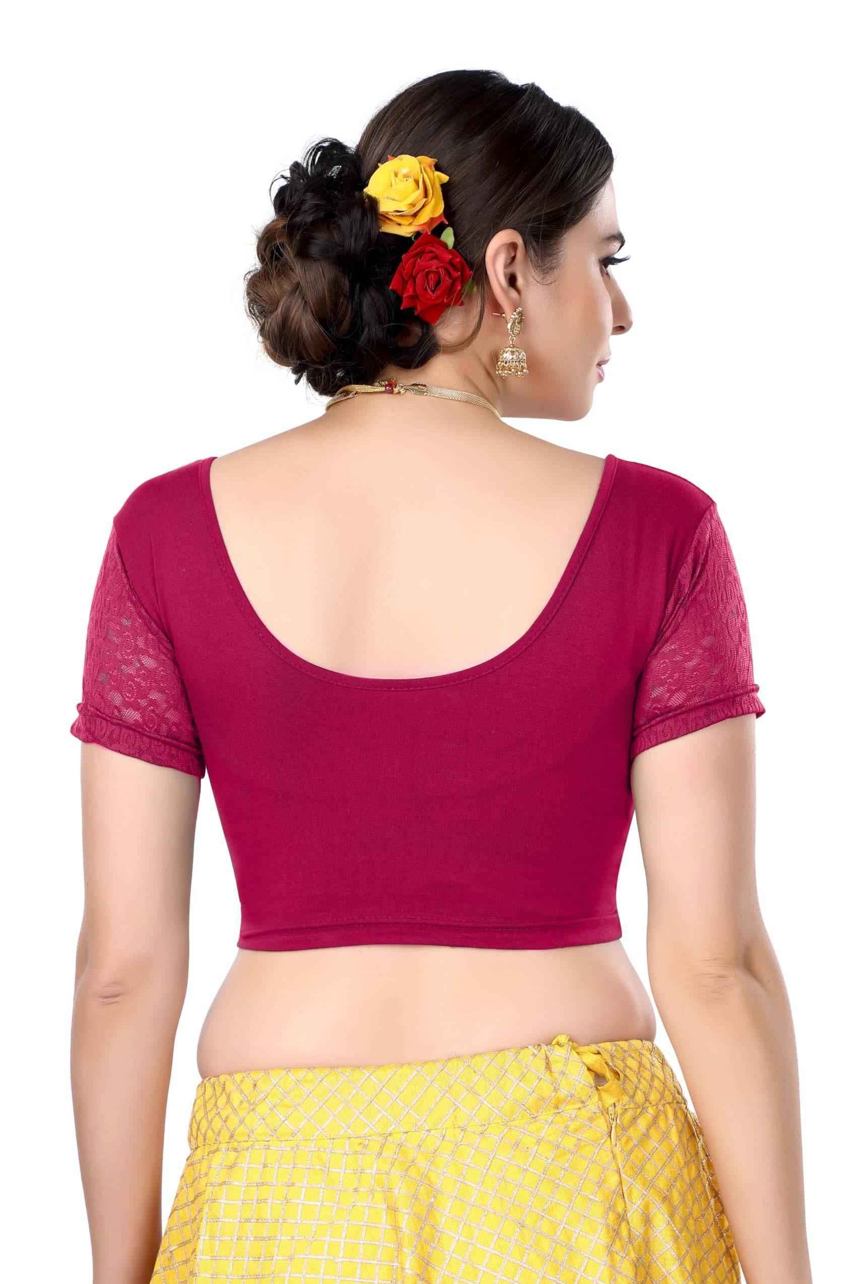 FINESTFIT Cotton Lycra Stretchable Blouse for Women - Readymade Saree Blouse 1010