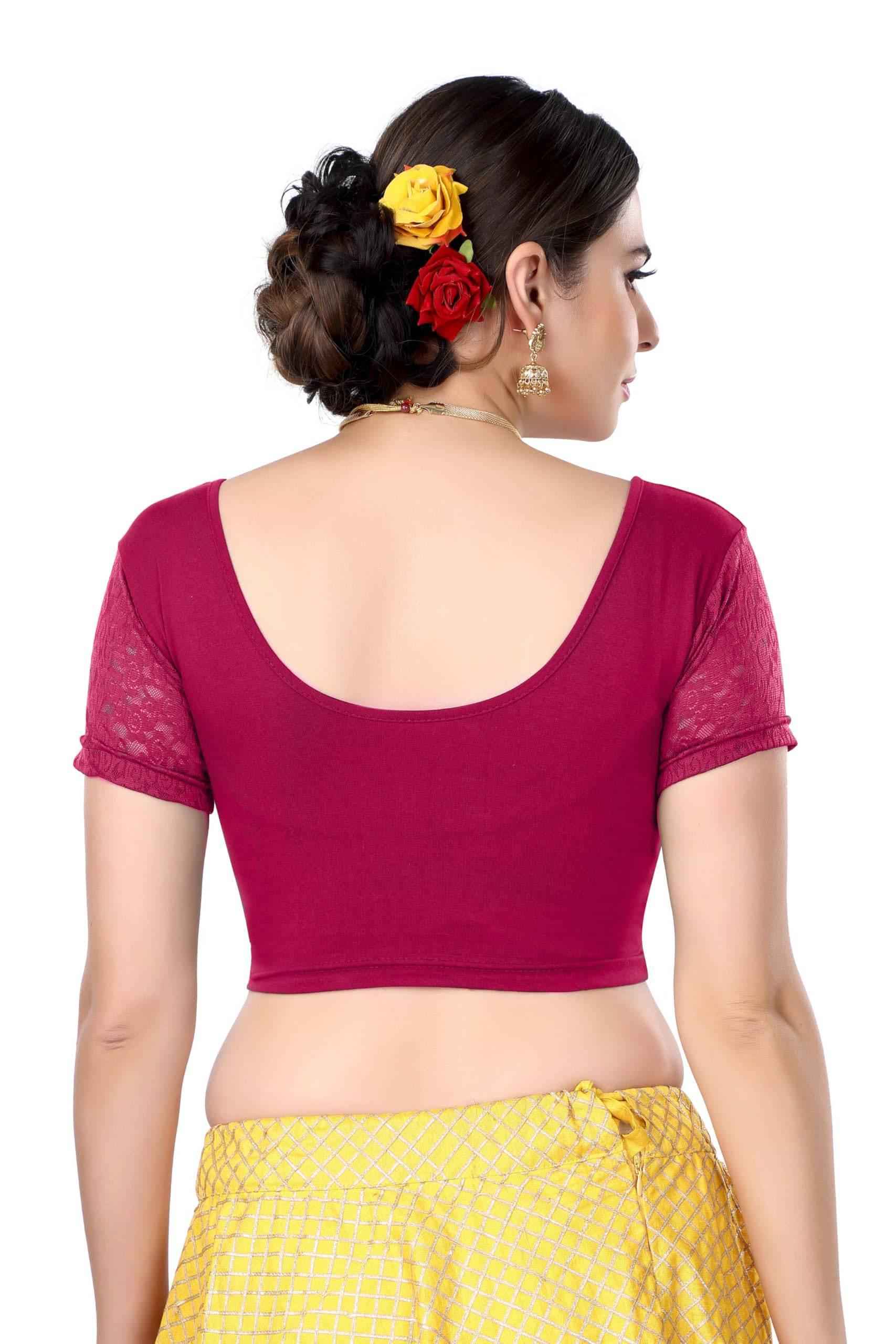 FINESTFIT Cotton Lycra Stretchable Blouse for Women - Readymade Saree Blouse 1010