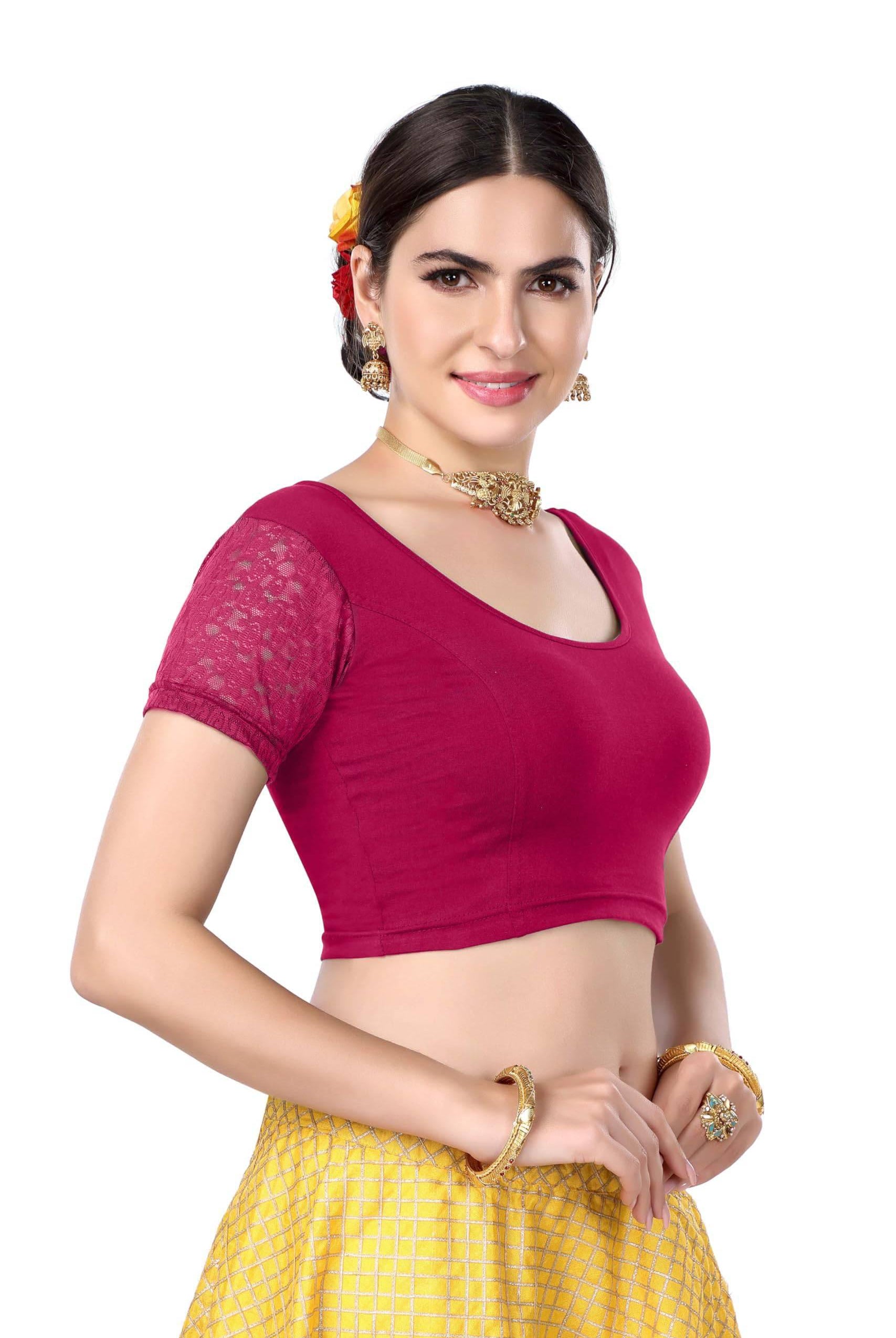 FINESTFIT Women's Cotton Lycra Stretchable Readymade Saree Blouse/Choli B-1010_New - FINESTFIT