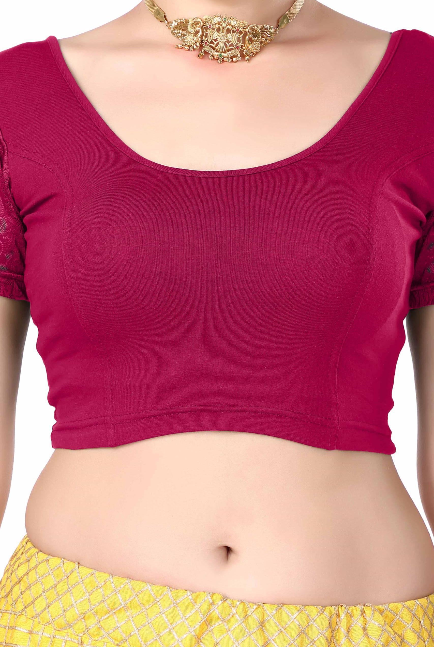 FINESTFIT Women's Cotton Lycra Stretchable Readymade Saree Blouse/Choli B-1010_New - FINESTFIT