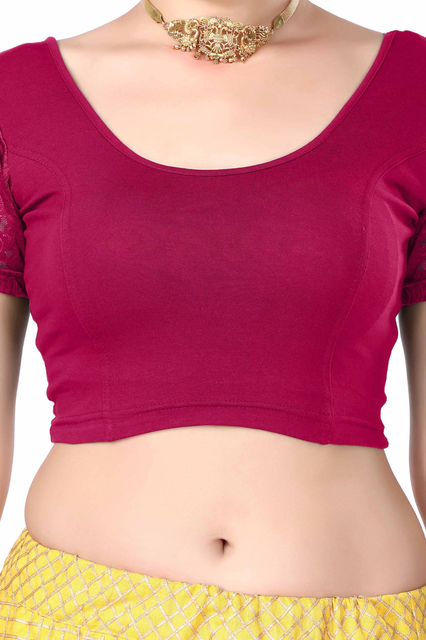 FINESTFIT Women's Cotton Lycra Stretchable Readymade Saree Blouse/Choli B-1010_New - FINESTFIT