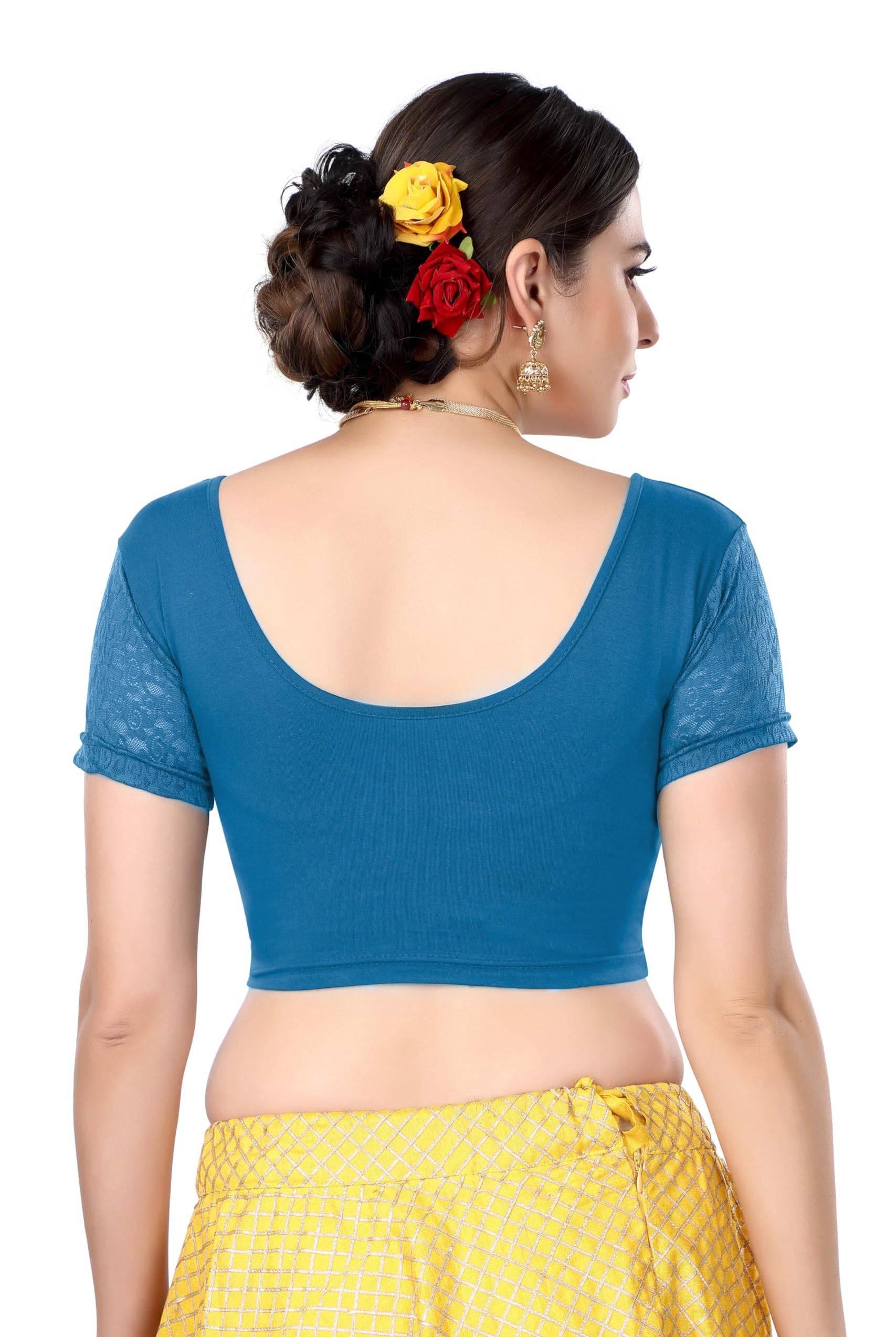 FINESTFIT Women's Cotton Lycra Stretchable Readymade Saree Blouse/Choli B-1010_New - FINESTFIT