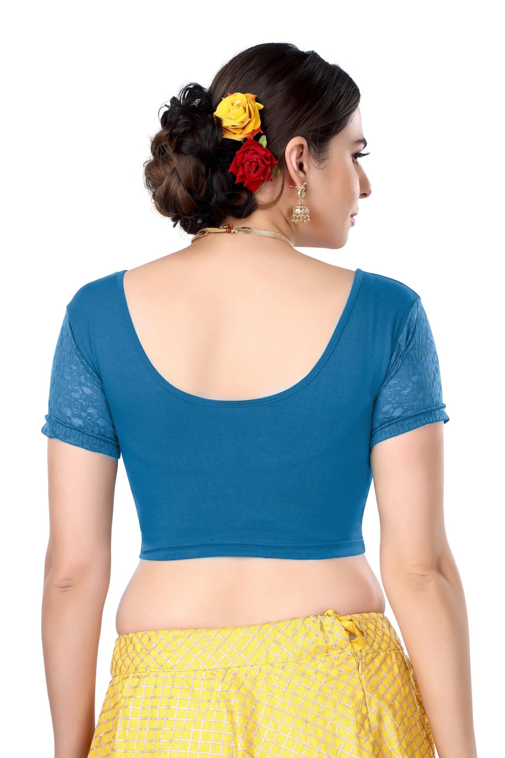 FINESTFIT Women's Cotton Lycra Stretchable Readymade Saree Blouse/Choli B-1010_New - FINESTFIT
