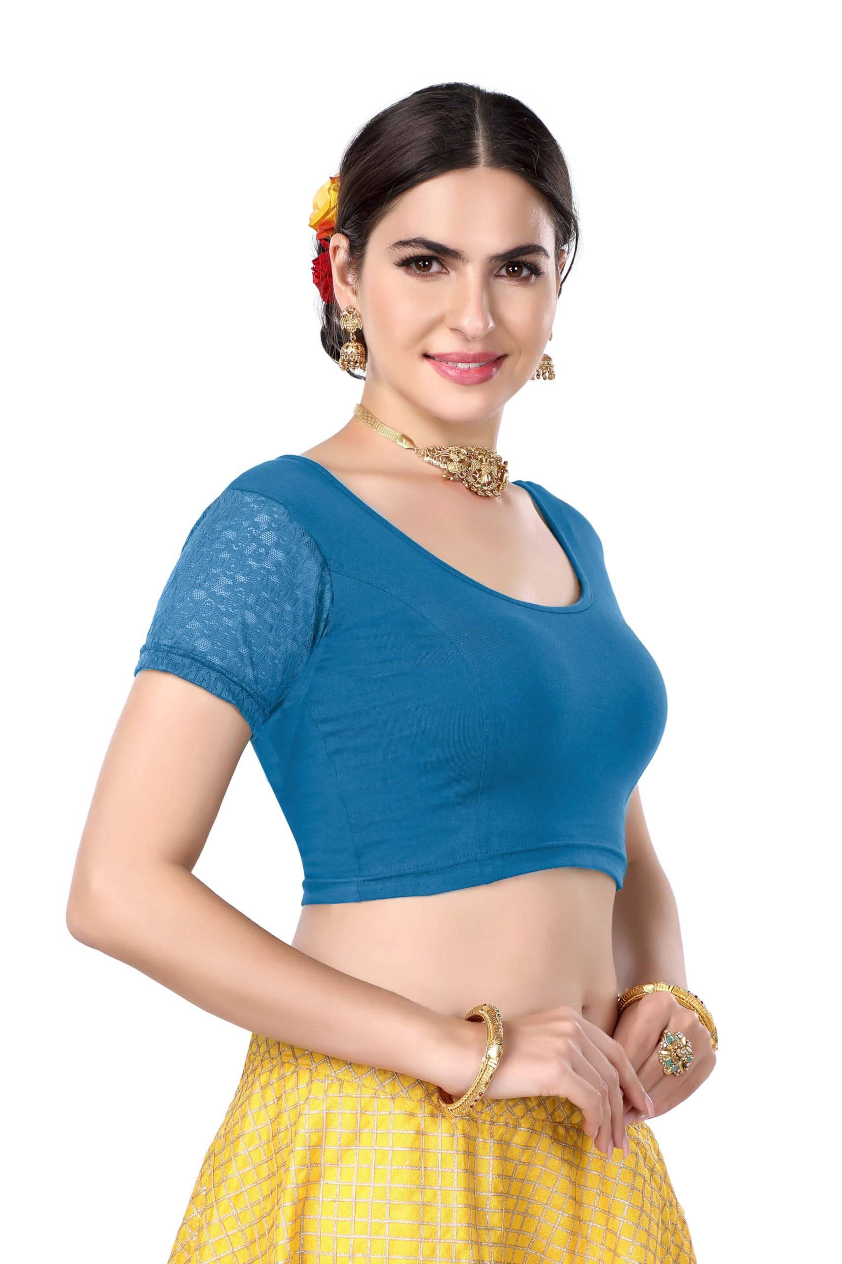 FINESTFIT Women's Cotton Lycra Stretchable Readymade Saree Blouse/Choli B-1010_New - FINESTFIT