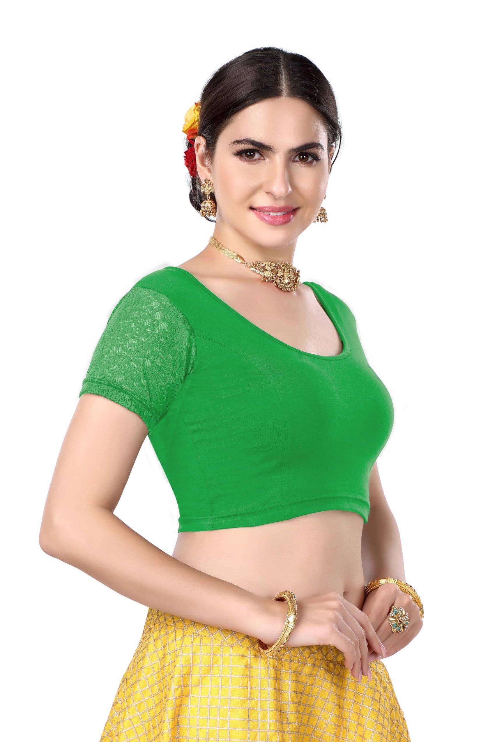FINESTFIT Women's Cotton Lycra Stretchable Readymade Saree Blouse/Choli B-1010_New - FINESTFIT